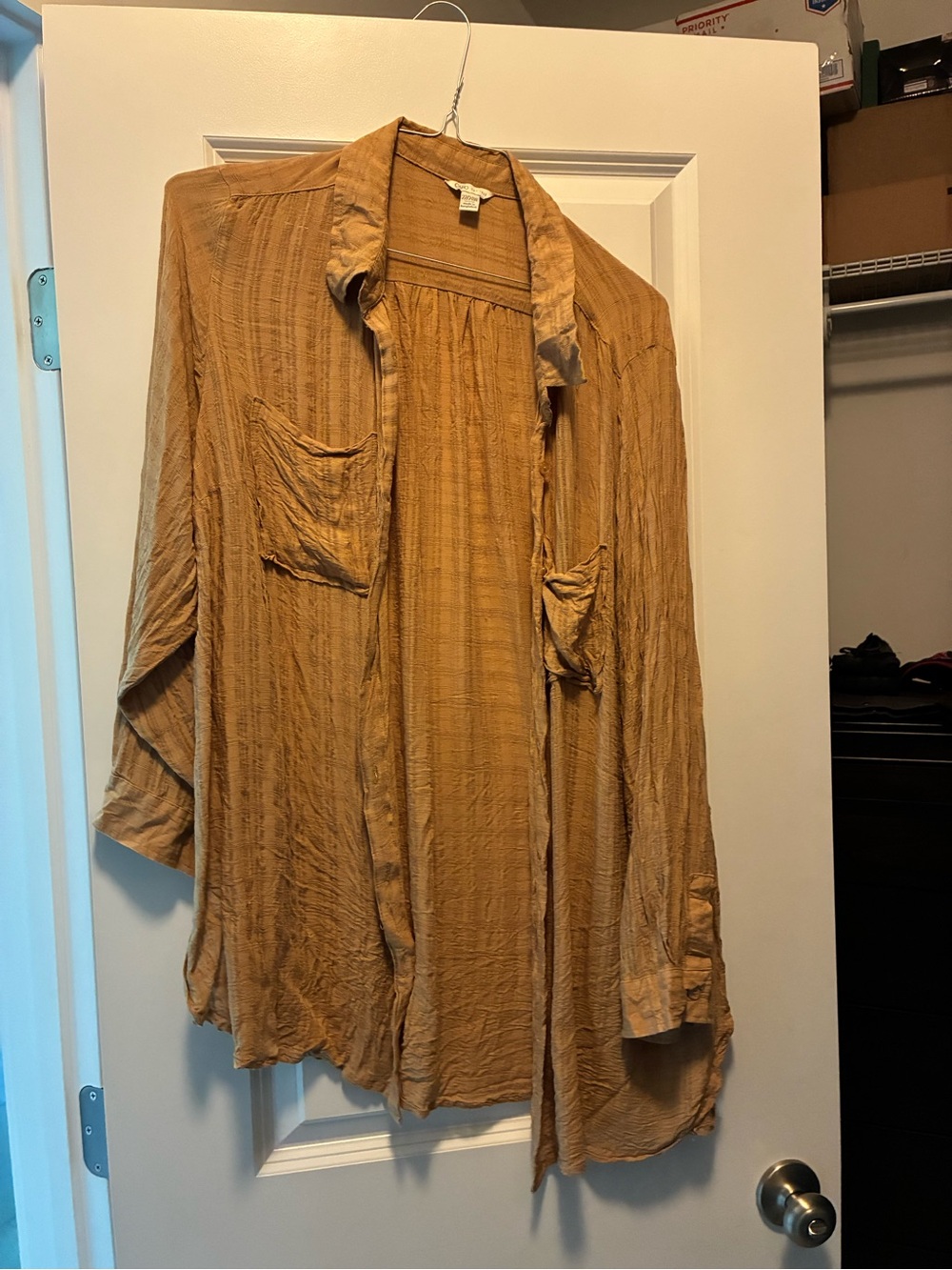 Lightweight Open-Front Women's Blouse in Mustard